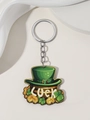 Detail of St. Patrick's Day keychain featuring green hat, lucky clover, and gold coin charms - St Patrick's Hat LUCK Style (9)