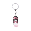 Close-up of Mother's Day keychain with No. 1 Mom text and feminine silhouette - Wood / Mother Silhouette Style