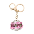 Portachiavi MAMA con stampa leopardata e acquerello rosa e anello dorato per la festa della mamma - Stile MAMA Leopardato (5454685998591)