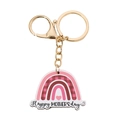 Portachiavi Festa della Mamma a forma di arcobaleno con cuore rosa e anello oro - Stile Happy Mother's Day