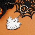 Halloween spook sleutelhanger met witte acryl hanger en zilveren ring op oranje - Spook