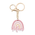 Rainbow MOM keychain with pink and gold accents for Mother's Day gift accessory - Pink Mom Style