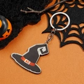 Halloween sleutelhanger met zwarte heksenhoed hanger en een oranje riem op de ring - Hoed