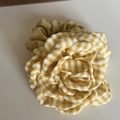 Handmade yellow gingham floral scrunchie with rose shaped fabric petals and elastic band - 1# Yellow White Plaid Flower Hair Circle
