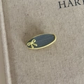 Macro detail of denim fabric hair clip with yellow trim and small bow decoration - 8# Yellow Oval Clip Yellow Bow