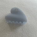Top view of light blue-grey matte claw clip with heart-shaped design and metal spring - Light Blue Gray Heart (6#)