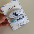 Set de pinzas para el pelo a rayas azules y blancas con bordado y corazón azul - Pinza para el Cabello Ovalada a Rayas Azules