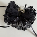 Pince à cheveux rétro française avec nœud en dentelle noire et rubans en satin pour femmes - Pince Nœud Floral Noir