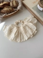Primer plano de coletero de encaje beige con bordado floral y bordes con volantes - Estilo de Cinta de Encaje Blanco (3#白色蕾丝发圈飘带)