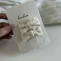 Lace bow hair clips set with floral crochet embroidery and cream-colored fabric - 10# Double White Bowknot Hair Clip