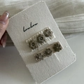 Detailed macro view of hand-stitched floral embroidery on brown lace hair clips - 3# Brown Floral Duckbill Clip