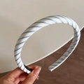 Cerchietto spesso a righe bianche e blu da donna in stile minimalista coreano - Cerchietto Bordo Obliquo Bianco Blu 2CM