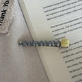 Cute blue ribbon hair clip with yellow fashion bead on vintage book background - 2# Blue Crystal Yellow Accessories