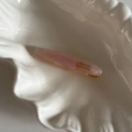 Close-up of pink marble cellulose acetate hair clip with France Handmade lettering - Pink Marble Oval Duckbill Clip