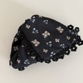 Elegante molletta per capelli nera con motivo floreale e bordo in pizzo vintage da donna - 4# Nero Arancione Piccolo Fiore Pinza