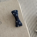 Pasador de pelo azul marino con lunares y textura vaquera para peinado de mujer - Lazo (1#) / Azul Denim