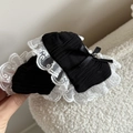 Pinza per capelli in pizzo a pois per donna con design elegante e finitura opaca - Stile in Pizzo Triangolare Nero
