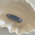 French style blue acetate hair clip with oval shape and star rhinestone details - Blue Oval Rhinestone Style / Blue
