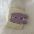 Elegant purple hair clips with white stitching details for a sweet minimalist hairstyle - Purple