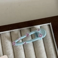 Elegant mint blue hair clip with pink gemstones and premium sparkling rhinestones - Light Blue (2# Blue Clip Colored Rhinestone)