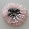 Coletero de organza rosa con estampado floral y bordes con volantes - Rosa Texturizado