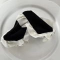 Pinza per capelli vintage francese con volant in pizzo a pois neri e bianchi - Stile Triangolare con Bordo in Pizzo Bianco