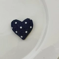 Pinza para el pelo corazón denim azul con lunares blancos y textura de tela suave - Forma de Corazón (10#) / Azul Denim