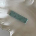 Detail of light blue acetate hair clip with sparkling silver rhinestone floral pattern - 4# Blue With Rhinestone