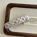 Barrette argentée matelassée avec pois colorés et une texture 3D rembourrée - Pince rectangle matelassée points colorés
