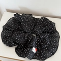 Coletero gigante negro con lunares blancos y etiqueta de corazón hecha a mano - Negro Con Lunares Blancos
