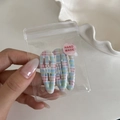 Set di 3 fermagli per capelli a onde con motivo a quadri nei toni blu e rosa - Fermaglio BB Bordo Ondulato / Stile Texture Blu e Rossa
