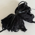 Elegante fermaglio per capelli in pizzo nero stile coreano con fiocco in raso e artiglio - Nero