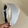 Serre-tête bleu à pois avec bordure en dentelle blanche pour femmes, style élégant - Serre-tête Dentelle à Pois / Bleu