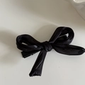 Elegant black organza bow hair clip with metal duckbill clip for women's hairstyles - Black