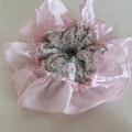 Elastico per capelli rosa a fiori da donna in tessuto leggero intrecciato - 3# Bianco Righe Blu Bordo Pizzo Rosa
