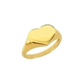 Minimalist gold-plated heart signet ring with high-polished flat surface for men and women - US 6 / Gold