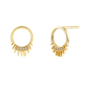 S925 Silber 18K vergoldete geometrische Ohrstecker mit mikrogefassten Zirkonia-Akzenten - Rundfächer Geometrischer Stil / Gold