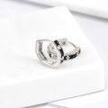S925 silver hexagonal hoop earrings with black enamel and cross pattern for women - Retro Punk Hexagon Cross Pattern Ear Buckle (15)