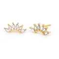 Détail de boucles d'oreilles en cristal marquise avec tige en argent S925 dorée - Style Couronne en Éventail Marquise (LN0925)
