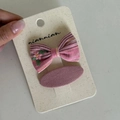 Set di fermagli per capelli rosa con fiocco ricamato e clip ovale in tessuto - Coppia di Fiocchi Rosa (22#)