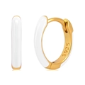 S925 silver hoop earrings with gold plating and white enamel finish for women - Gold White Contrast Earrings (LN0981-1)