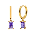 Golden S925 silver hoop earrings featuring rectangular purple zircon stone pendants - Rectangle Purple Rhinestone Style (7)