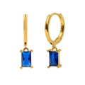 Elegant gold S925 silver hoop earrings featuring rectangle blue zircon pendants - Rectangle Blue Rhinestone Style (11)