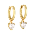 Macro detail of S925 hallmark on gold plated heart earrings with zircon charms - Gold S925 Huggie with Clear Zirconia Heart (41)