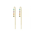 Eleganti orecchini a filo placcati in oro 18k con quattro pietre preziose colorate - Oro con zirconia multicolore