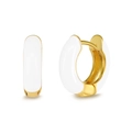 White enamel heart and star gold hoop earrings set with S925 silver pins for women - Gold Small Hoop Style (LN0511-1)