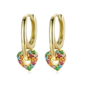 Elegant gold heart hoop earrings featuring colorful micro-paved zircons for women - Gold Multi-Color Heart Pave Zirconia Huggie (37)