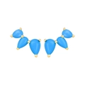 Elegant wing-shaped s925 silver stud earrings with gradient turquoise zircon in gold base - Turquoise