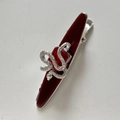 Retro rote Haarspange mit silberner Schlange und elegantem Quastendesign für Damen - Roter Wassertropfen Silberner Schlangenstil