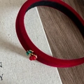 Elegante cerchietto in velluto rosso con decorazione a ciliegia in cristallo vintage - Cerchietto / Cerchietto Rosso Floccato Ciliegia